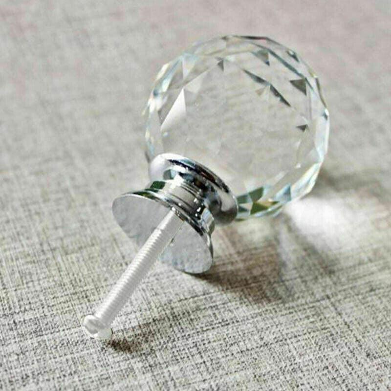 Crystal Glass Cabinet Knobs Drawer Pull Handles Cupboard Door Knob with Screws 10Pcs - 40mm