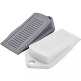 3Pcs Thick Rubber Wedge Door Stoppers Floor Carpet Heavy Duty Door Stop Security - Grey - Front View