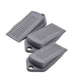 3Pcs Thick Rubber Wedge Door Stoppers Floor Carpet Heavy Duty Door Stop Security - Grey - Close-Up Angle