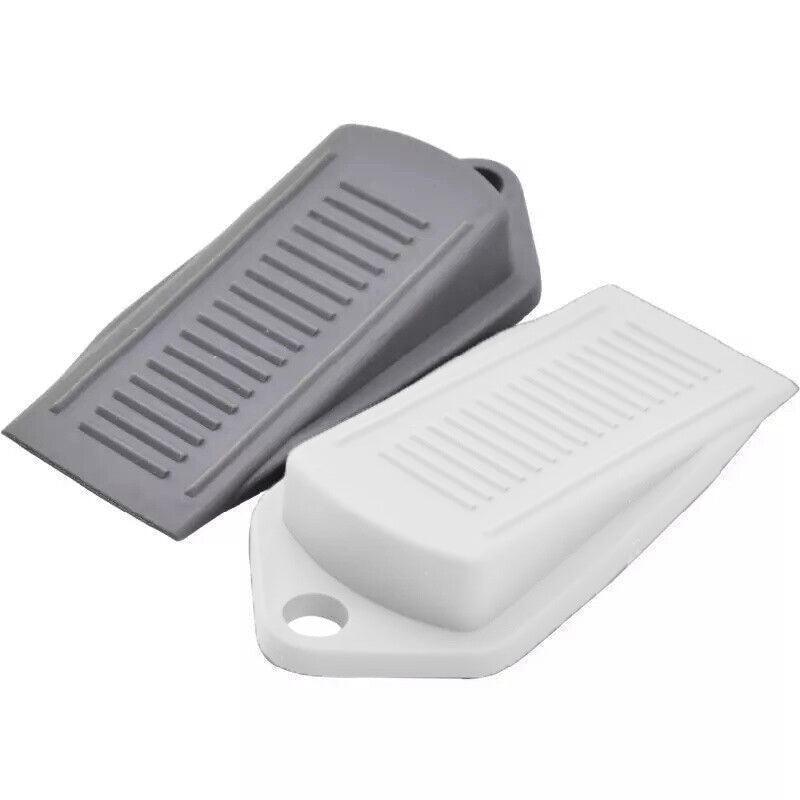 3Pcs Thick Rubber Wedge Door Stoppers Floor Carpet Heavy Duty Door Stop Security - White