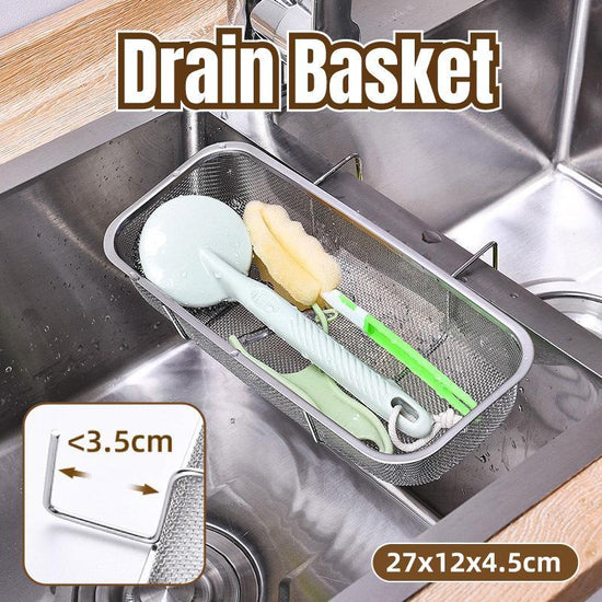 Stainless Steel Sink Drainer Basket Rack for Kitchen Dish Drying and Storage