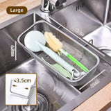 Stainless Steel Sink Drainer Basket Rack for Kitchen Dish Drying and Storage - Top-Down View