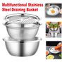 Multifunctional 201 Stainless Steel Basin 3 in 1 Colanders Basin Mixing Bowl Set