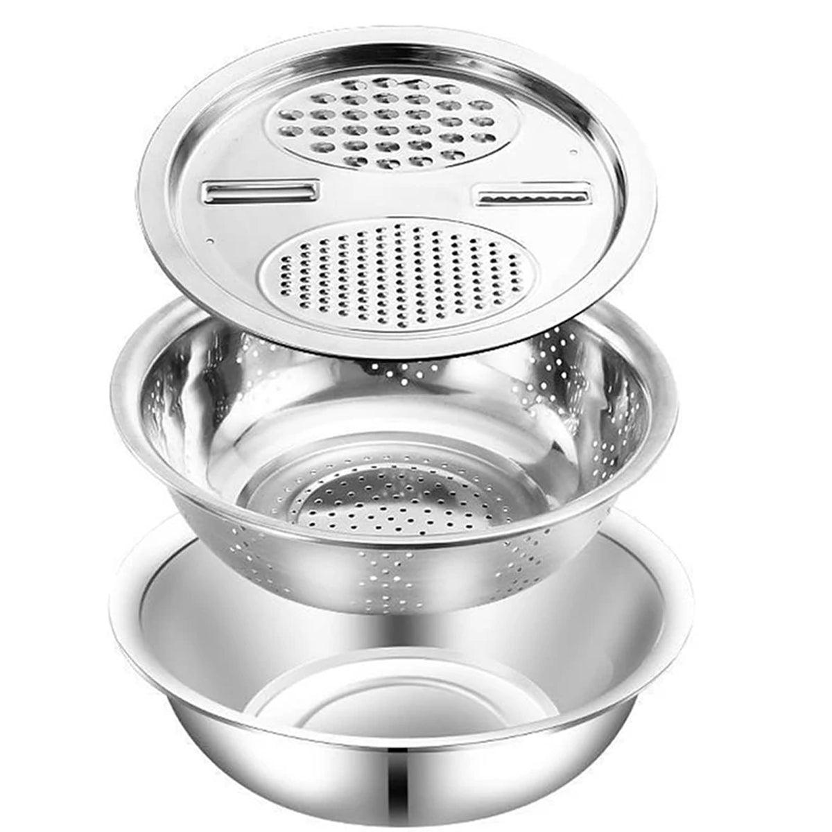 Multifunctional 201 Stainless Steel Basin 3 in 1 Colanders Basin Mixing Bowl Set
