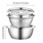 Multifunctional 201 Stainless Steel Basin 3 in 1 Colanders Basin Mixing Bowl Set