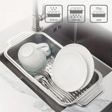 304 Stainless Steel Retractable Sink Drain Basket Kitchen Storage Rack Adjustable - Top-Down View