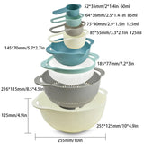 8pcs Plastic Basin Set Drain Basket Washing Mixing Bowl Set Kitchen Baking Tools - Side View