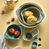 8pcs Plastic Basin Set Drain Basket Washing Mixing Bowl Set Kitchen Baking Tools - Extra Image