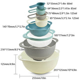 8pcs Plastic Basin Set Drain Basket Washing Mixing Bowl Set Kitchen Baking Tools - Side View