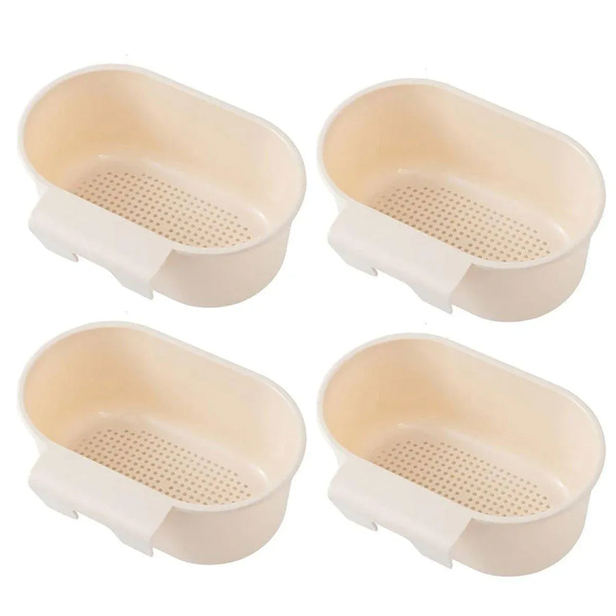4PCS Multifunctional Sink Drain Basket Hangable Storage Organizer Kitchen Gadget - Beige