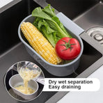 4PCS Multifunctional Sink Drain Basket Hangable Storage Organizer Kitchen Gadget - Beige
