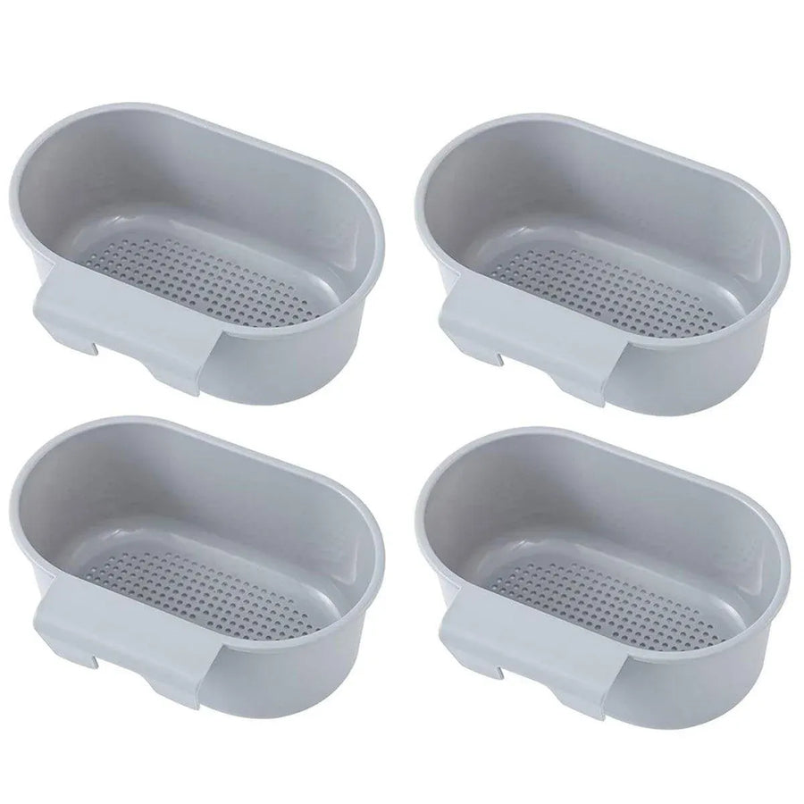 4PCS Multifunctional Sink Drain Basket Hangable Storage Organizer Kitchen Gadget - Grey