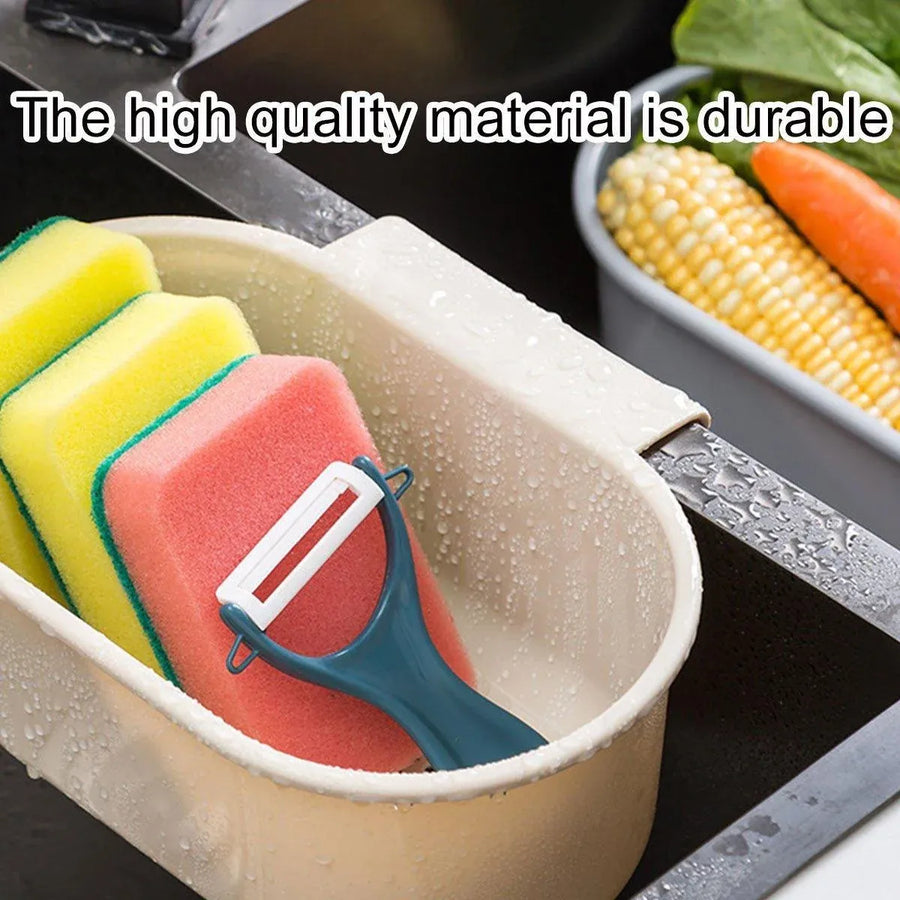 4PCS Multifunctional Sink Drain Basket Hangable Storage Organizer Kitchen Gadget - Grey