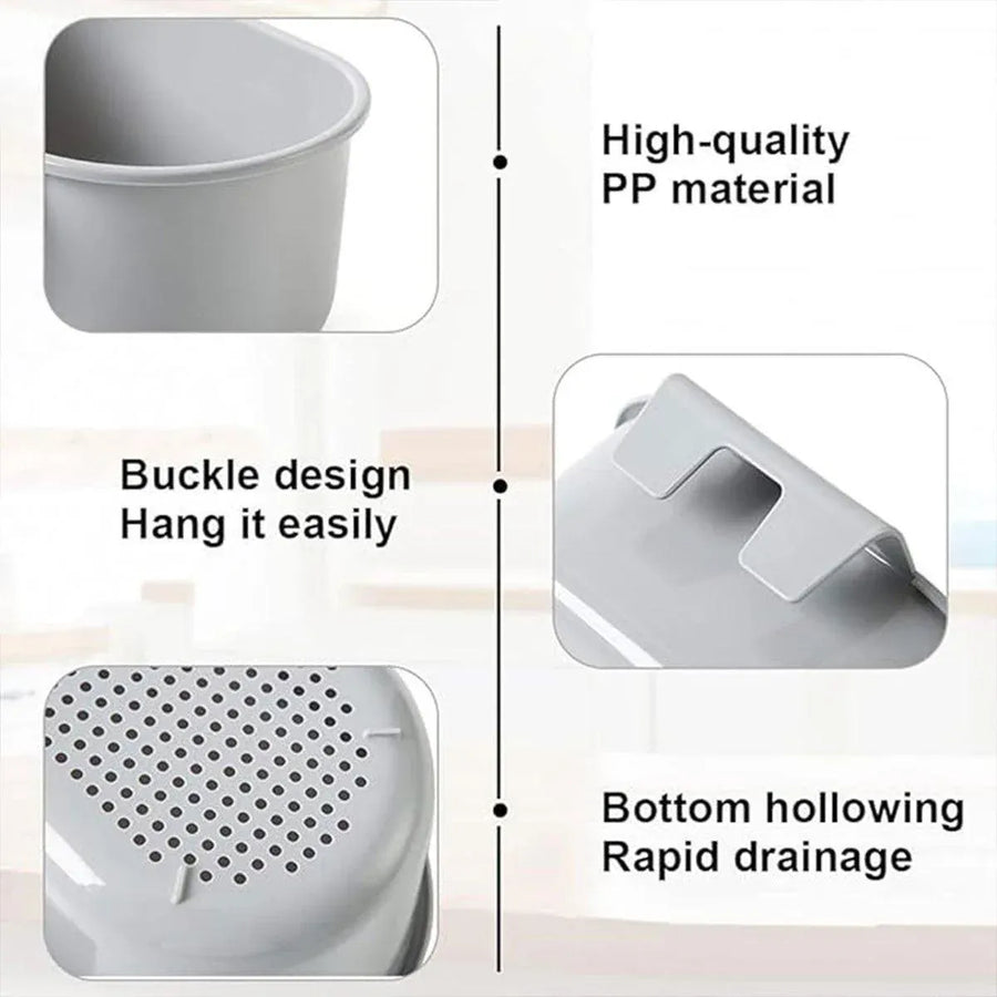 4PCS Multifunctional Sink Drain Basket Hangable Storage Organizer Kitchen Gadget - Grey