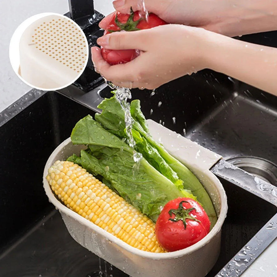 4PCS Multifunctional Sink Drain Basket Hangable Storage Organizer Kitchen Gadget - Grey