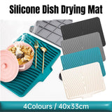 Silicone Dish Drying Mat Heat Resistant Draining Slope Pad for Kitchen Counter - Green