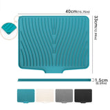 Silicone Dish Drying Mat Heat Resistant Draining Slope Pad for Kitchen Counter - Green - Side View