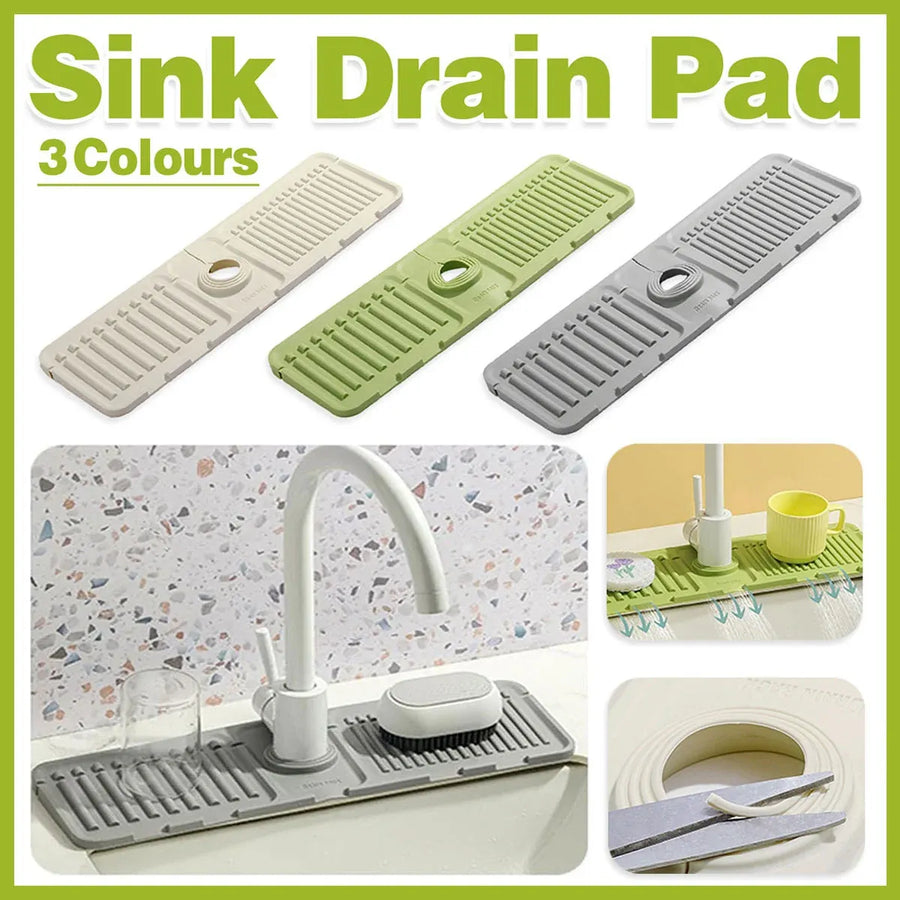 Faucet Draining Pad Narrow Sink Splash Guard Mat for Washbasin Water Catcher - Grey