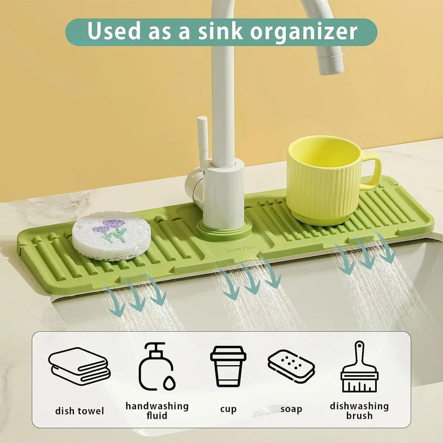Faucet Draining Pad Narrow Sink Splash Guard Mat for Washbasin Water Catcher - Grey