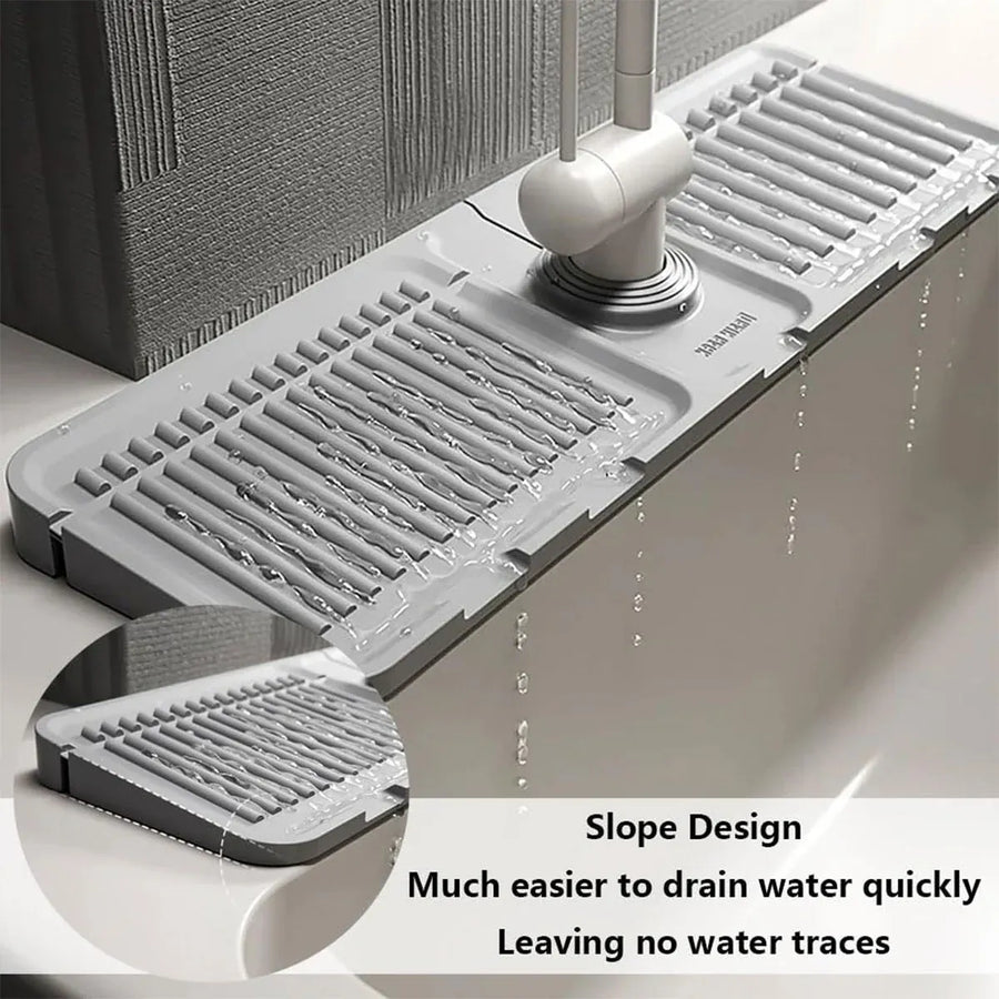 Faucet Draining Pad Narrow Sink Splash Guard Mat for Washbasin Water Catcher - Grey