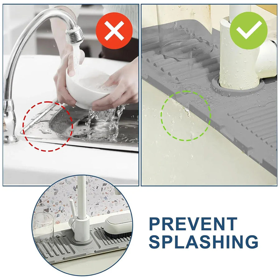 Faucet Draining Pad Narrow Sink Splash Guard Mat for Washbasin Water Catcher - Grey