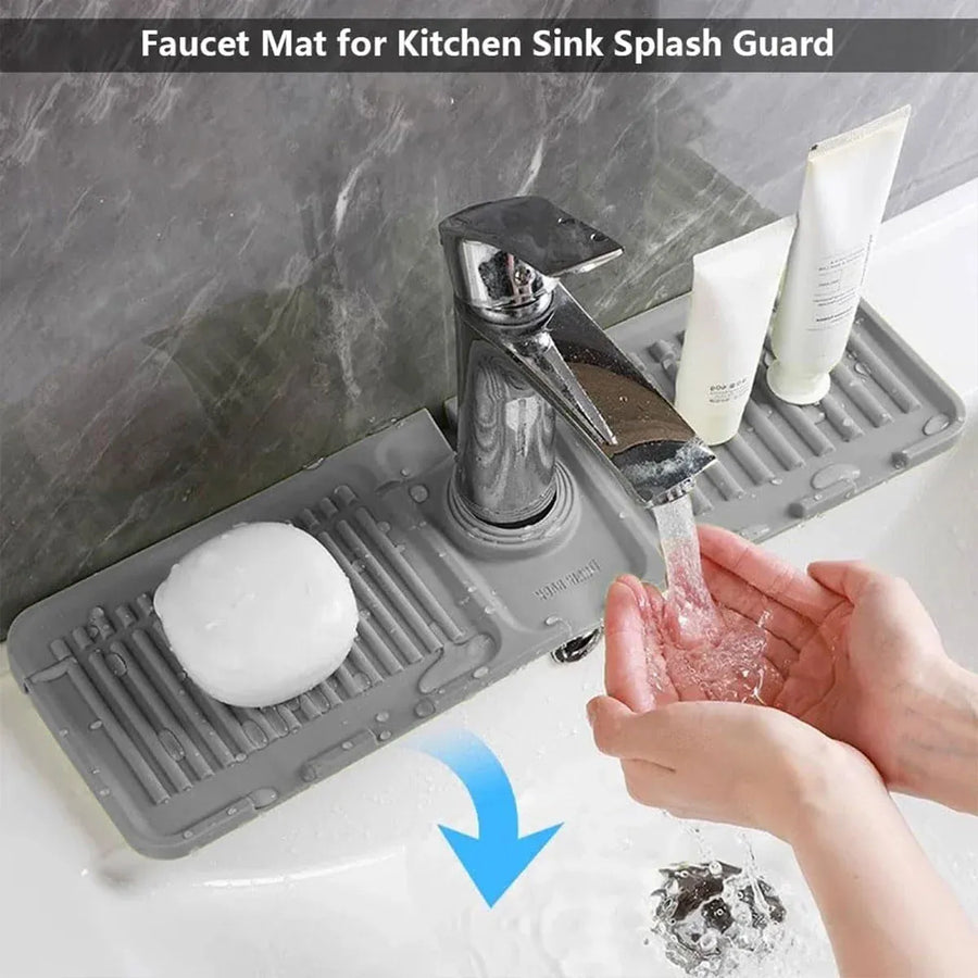 Faucet Draining Pad Narrow Sink Splash Guard Mat for Washbasin Water Catcher - Grey