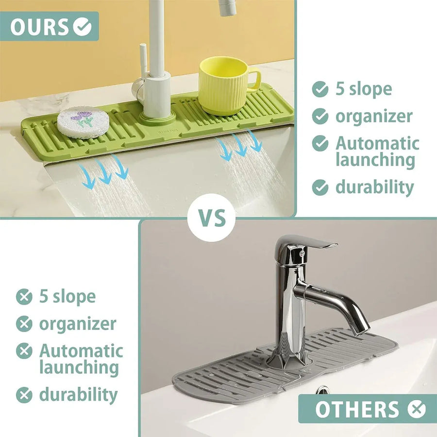 Faucet Draining Pad Narrow Sink Splash Guard Mat for Washbasin Water Catcher - Grey