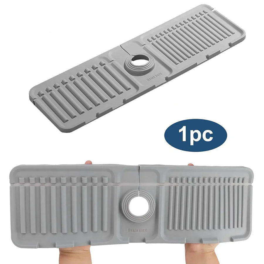Faucet Draining Pad Narrow Sink Splash Guard Mat for Washbasin Water Catcher - Grey