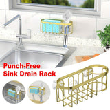 Punch Free Kitchen Sponge Brush Drain Rack Utensil Holder Suction Sink Storage