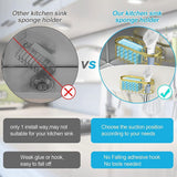 Punch Free Kitchen Sponge Brush Drain Rack Utensil Holder Suction Sink Storage - 45-Degree Angle