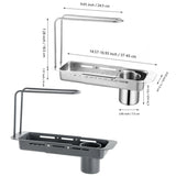 Retractable Kitchen Sink Draining Rack Water Filter Basket Storage Shelf Home - Grey - Side View