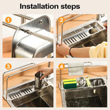 Retractable Kitchen Sink Draining Rack Water Filter Basket Storage Shelf Home - Grey - 45-Degree Angle