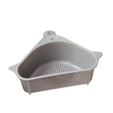 Triangle Sink Kitchen Storage Drain Basket Rack Shelf Holder Strainer Organizer - Beige - Front View