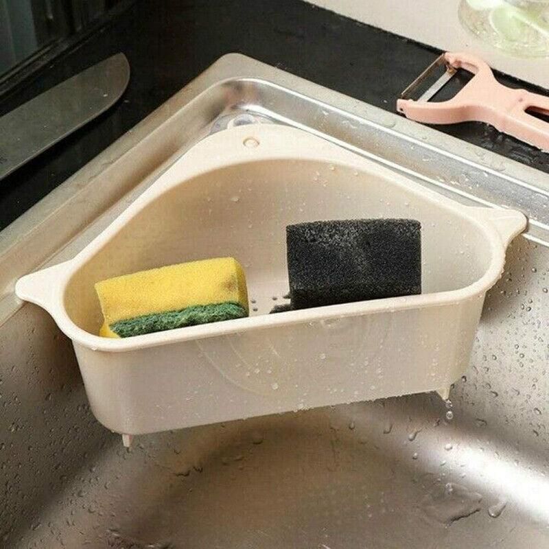 Triangle Sink Kitchen Storage Drain Basket Rack Shelf Holder Strainer Organizer - Grey