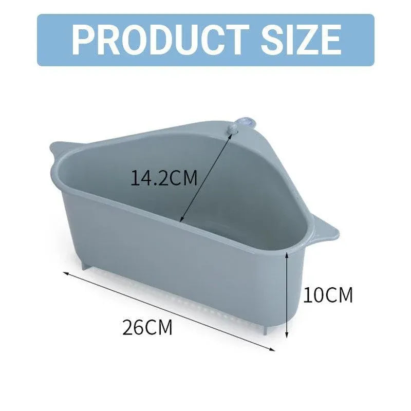 Triangle Sink Kitchen Storage Drain Basket Rack Shelf Holder Strainer Organizer - Grey