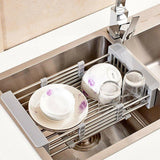 Stainless Steel Storage Sink Drain Basket Dish Drying Rack Kitchen Organizer Au - Side View
