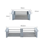 Stainless Steel Storage Sink Drain Basket Dish Drying Rack Kitchen Organizer Au