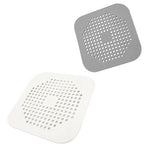 2Pc Square Drain Cover For Shower Drain Hair Catcher Flat Silicone Plug For Bath - 2PCS-White