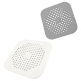 2Pc Square Drain Cover For Shower Drain Hair Catcher Flat Silicone Plug For Bath - 2PCS-White - Front View