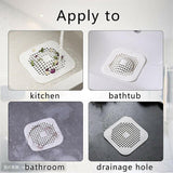 2Pc Square Drain Cover For Shower Drain Hair Catcher Flat Silicone Plug For Bath - 2PCS-White - Top-Down View