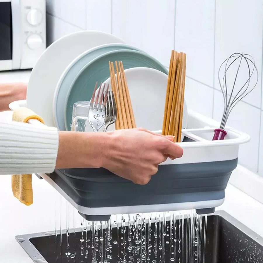 Kitchen Draining Rack Foldable Type Multi Functional Bowl Chopstick Drying Shelf