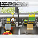 Kitchen Sink Caddy Storage Organizer Steel Sponge Soap Brush Holder Faucet Rack - Top-Down View