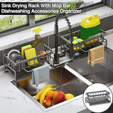 Kitchen Sink Caddy Storage Organizer Steel Sponge Soap Brush Holder Faucet Rack - 45-Degree Angle