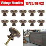 10/20/40Pcs Antique Brass Drawer Knobs Vintage Cabinet Handles Cupboard Pulls - 10PCS - Front View