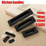 Matte Black Flush Pull Handle for Sliding Door Cabinet Drawer Kitchen Furniture - 128MM