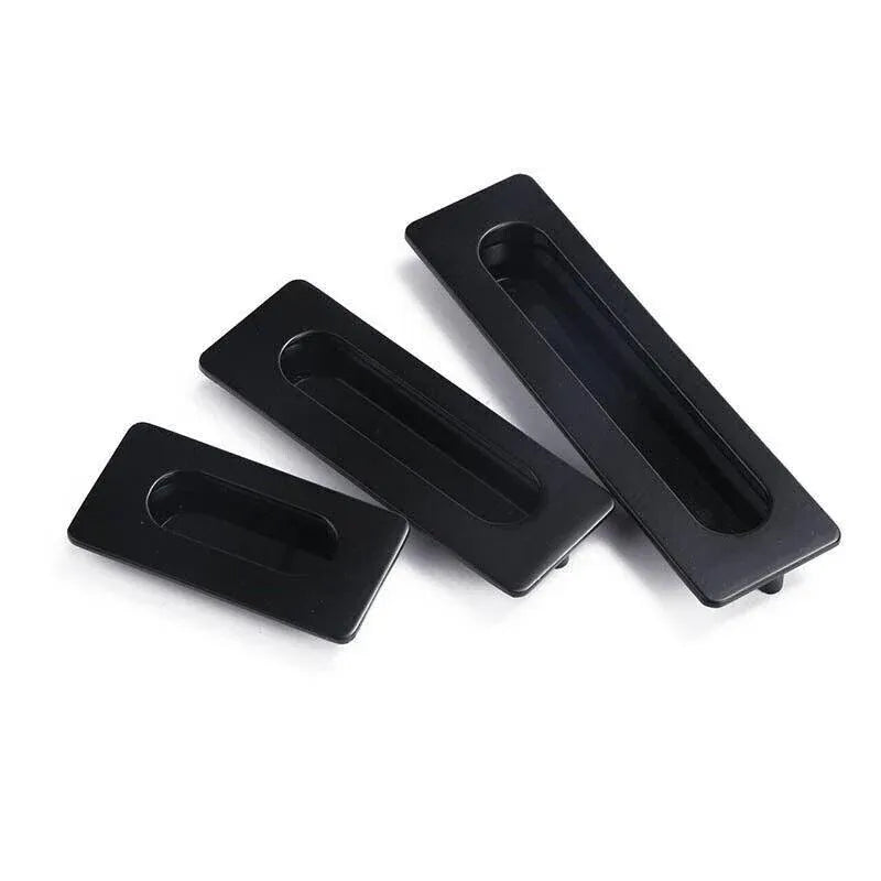 Matte Black Flush Pull Handle for Sliding Door Cabinet Drawer Kitchen Furniture - 128MM