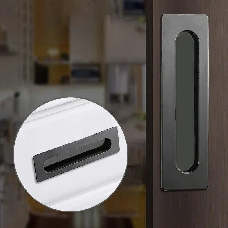 Matte Black Flush Pull Handle for Sliding Door Cabinet Drawer Kitchen Furniture - 128MM