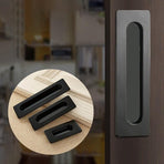 Matte Black Flush Pull Handle for Sliding Door Cabinet Drawer Kitchen Furniture - 128MM