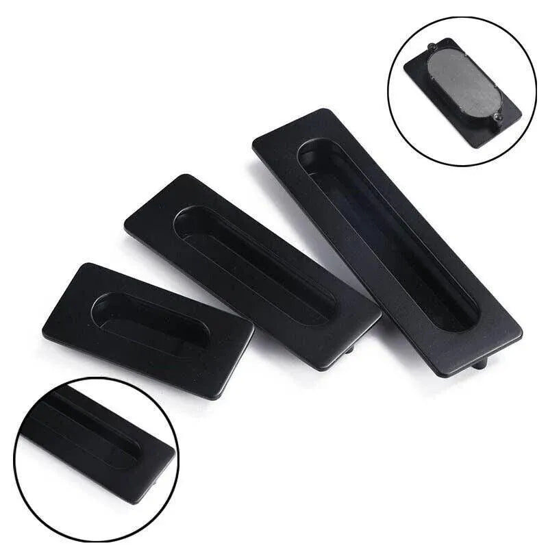 Matte Black Flush Pull Handle for Sliding Door Cabinet Drawer Kitchen Furniture - 128MM
