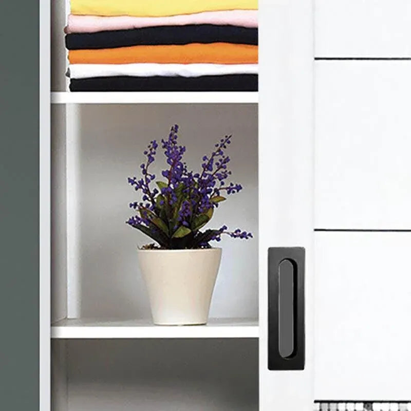 Matte Black Flush Pull Handle for Sliding Door Cabinet Drawer Kitchen Furniture - 128MM